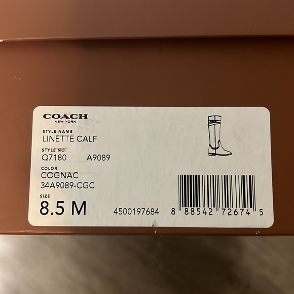 Coach Cognac Linette Calf Leather Boot US 8.5 - Picture 5 of 6